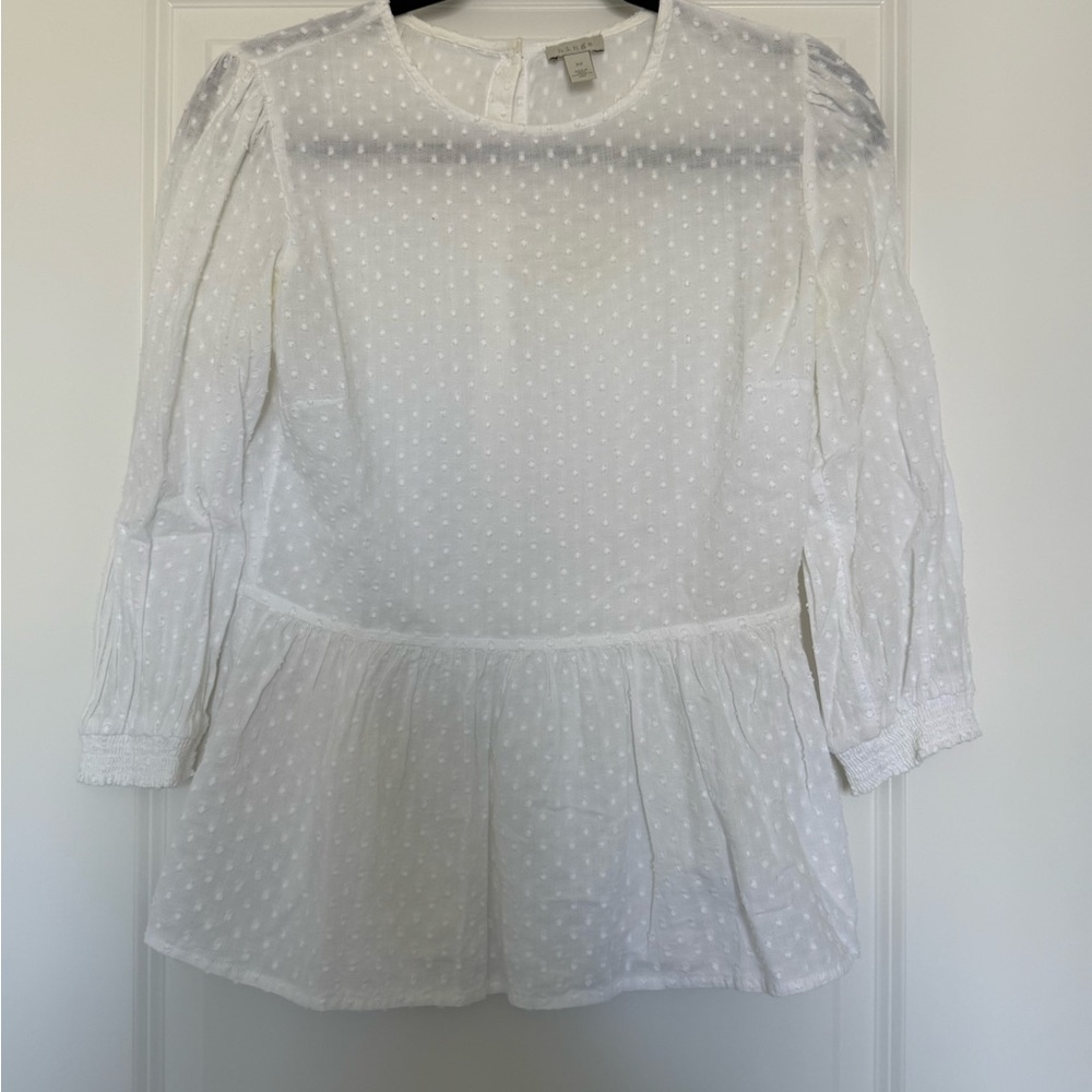 Hinge White Polka Dot Blouse